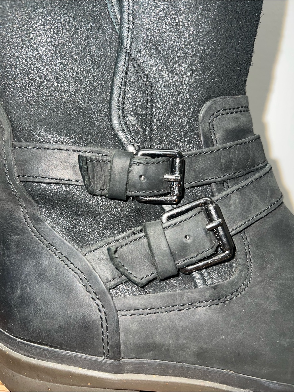 UGG Simmens Boot 1008439 Women Sz 9 Black Waterproof Leather Harness - Picture 7 of 10